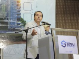 Amarildo Miranda Melo, presidente do Sinduscon/MS, na inauguração da Escola Senai da Construção - Assessoria