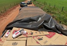 PRF apreende 300 mil maços de cigarros contrabandeados e prende motorista sem CNH